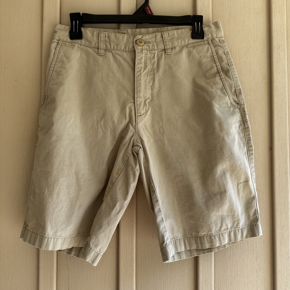Patagonia Mens Boys Shorts 28 Recycled Organic Cotton Worn Wear Khaki Hiking